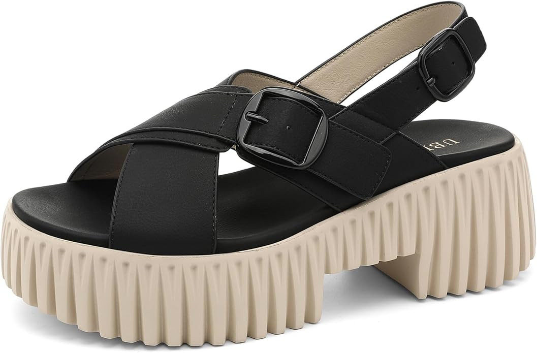 Womens Platform Sandals With Arch Support Comfy Walking Wedge Crisscross Band Summer Casual | Amazon (US)