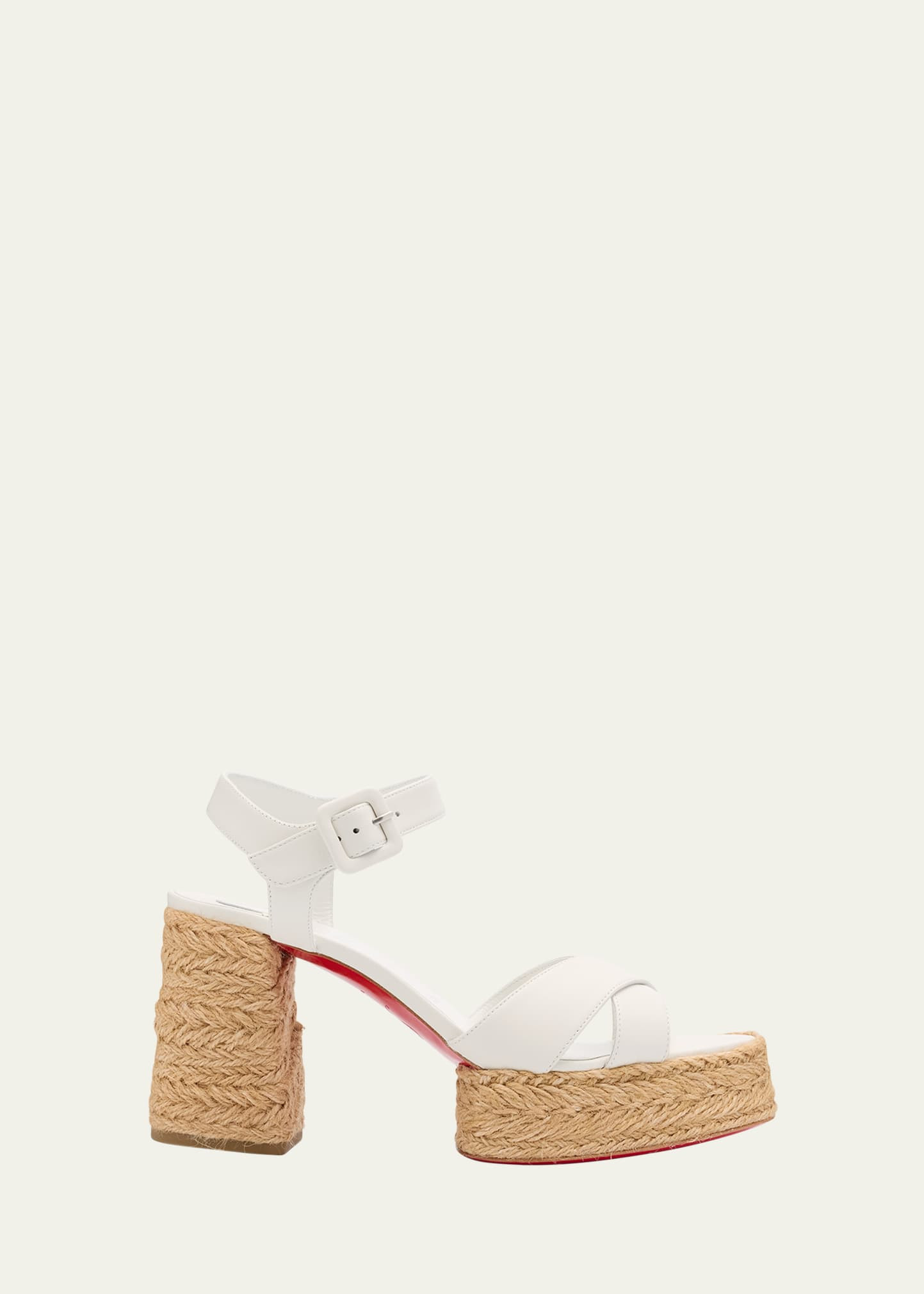 Christian Louboutin 70mm Calakala Leather Crisscross Espadrille Sandals | Bergdorf Goodman