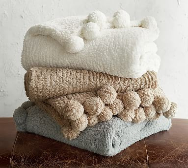 Cozy Pom Pom Sherpa Throws | Pottery Barn (US)