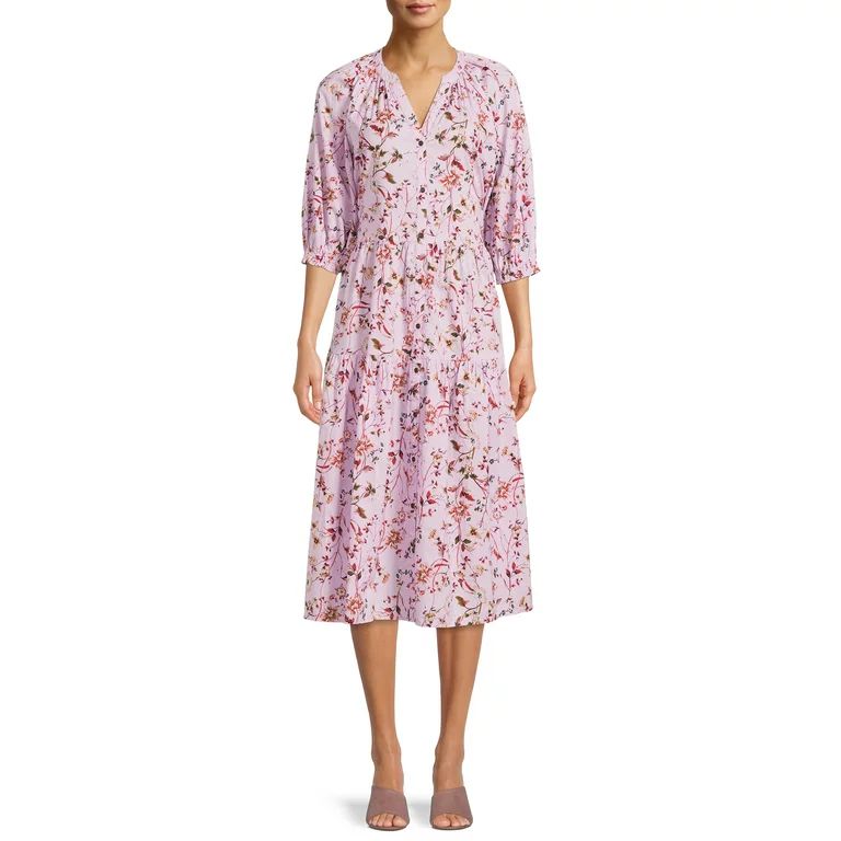 Time and Tru Women's Peasant Dress with Short Sleeves - Walmart.com | Walmart (US)