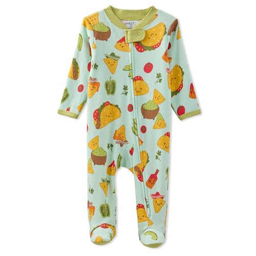Butterblu Scout Sleep & Play 100% Organic Cotton Footed Zip Front Sleeper Pajamas for Baby Boys, Taco 'Bout Cute, 0-3 Months | Amazon (US)