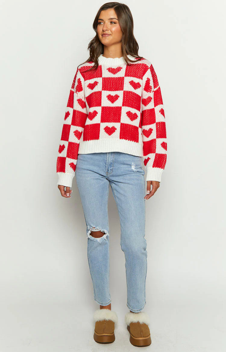 Red Heart Patchwork Jumper | Beginning Boutique (US)