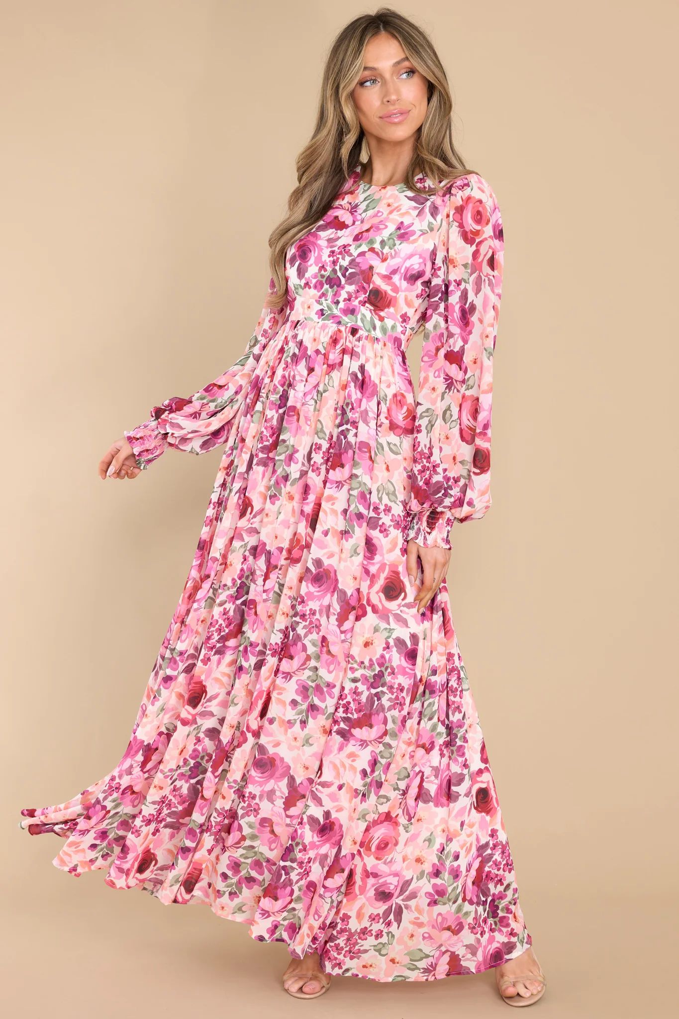 Covered In Sunshine Ivory Multi Floral Print Maxi Dress | Red Dress 