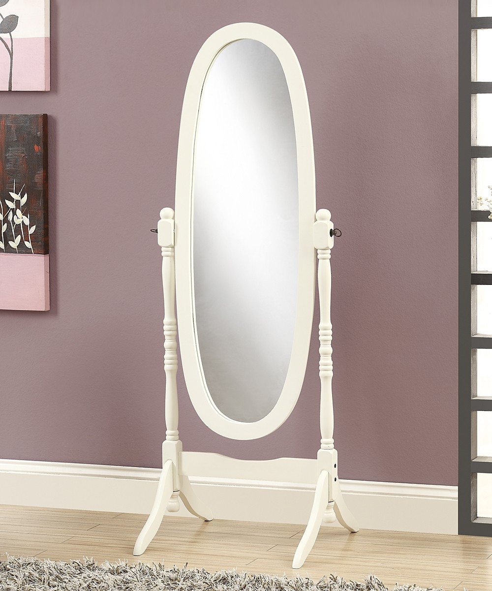 Monarch Specialties Furnishing Accessories White - Antique White Oval Standing Mirror | Zulily