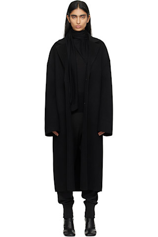Black Doublé Cocoon Coat | SSENSE