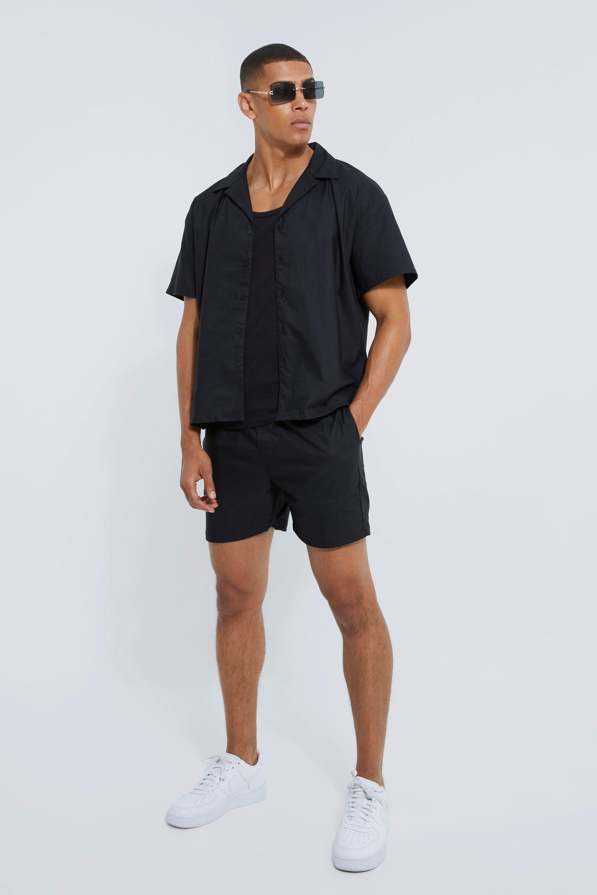 Short Sleeve Boxy Tech Stretch Shirt And Short | boohooMAN (US & CA)