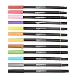 Amazon Basics Dual Tip Brush Pens - Blendable, Nylon Brush and Fine Tip, 12-Pack | Amazon (US)