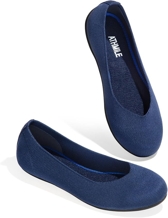 ATHMILE Women's Flat Ballet Shoes Knit Flat Shoes for Women Round Toe Slip on Women Flats for Dre... | Amazon (US)