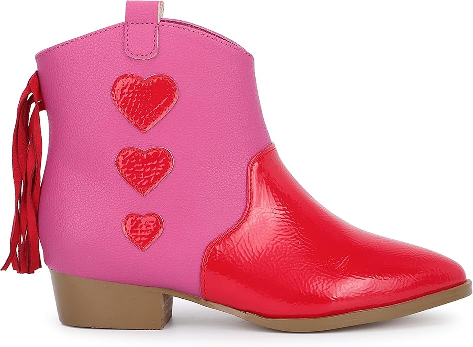 Yosi Samra Miss Dallas Western Boot in Pink & Red Hearts - Kids | Amazon (US)
