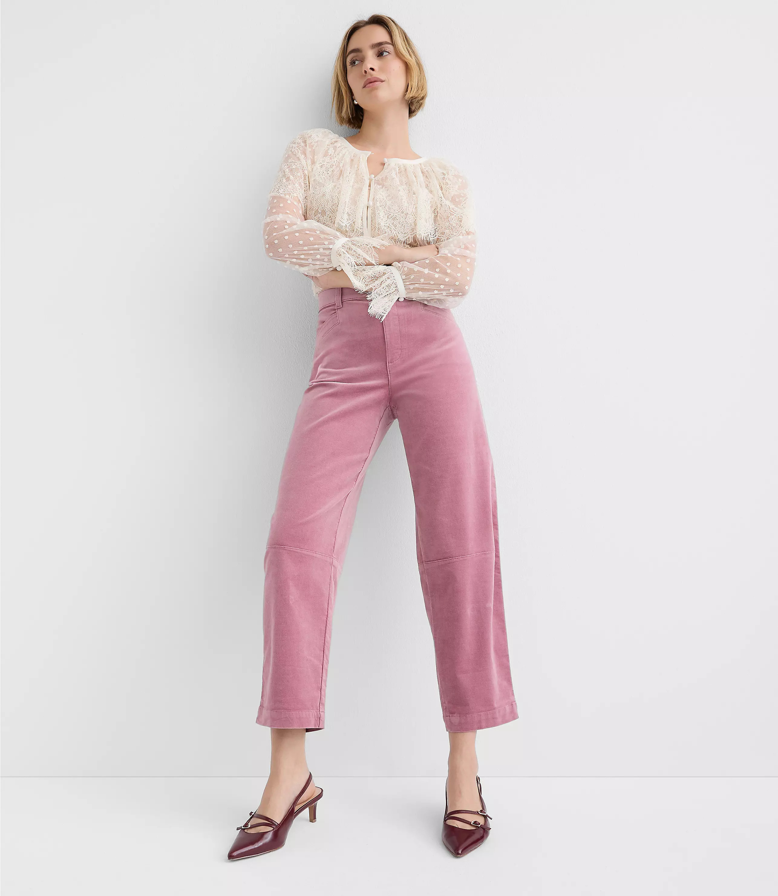 Barrel Pants in Stretch Velvet | LOFT