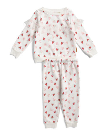 2pc Infant Girls Tulle Ruffle Sweatshirt Set | TJ Maxx