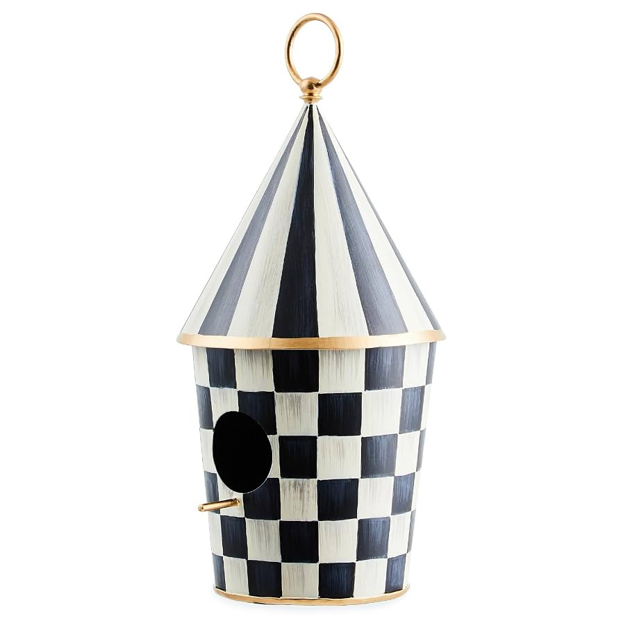 MACKENZIE-CHILDS Courtly Birdhouse, Decorative Black-and-White Metal Birdhouse | Amazon (US)