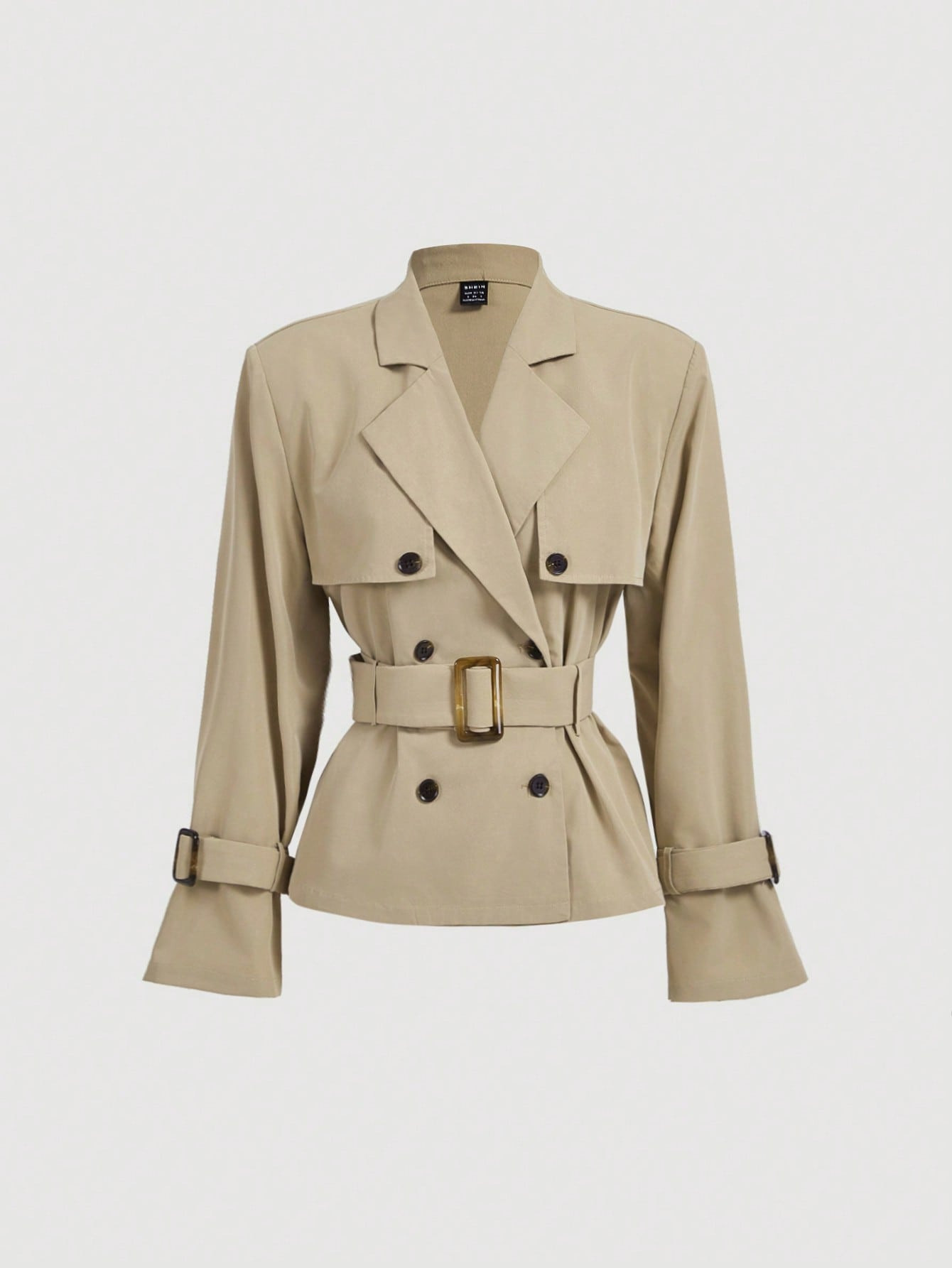 SHEIN MOD Women Double Breasted Short Windbreaker, Oversized Casual Jacket, Fall Outerwear,Fall J... | SHEIN