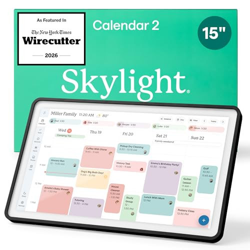 Skylight Calendar 2 - 15-inch Full HD Touchscreen Digital Calendar, Featured on Wirecutter - Wall Planner & Interactive Chore Chart, Smart Family Organizer, 16GB Storage, Wi-Fi, Wall Mount Included - Classic, Black | Amazon (US)
