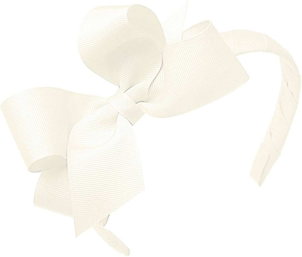 Wee Ones Girls' Classic Grosgrain Hair Bow on a Wrapped Headband, Stylish For All Hair Types, Med... | Amazon (US)