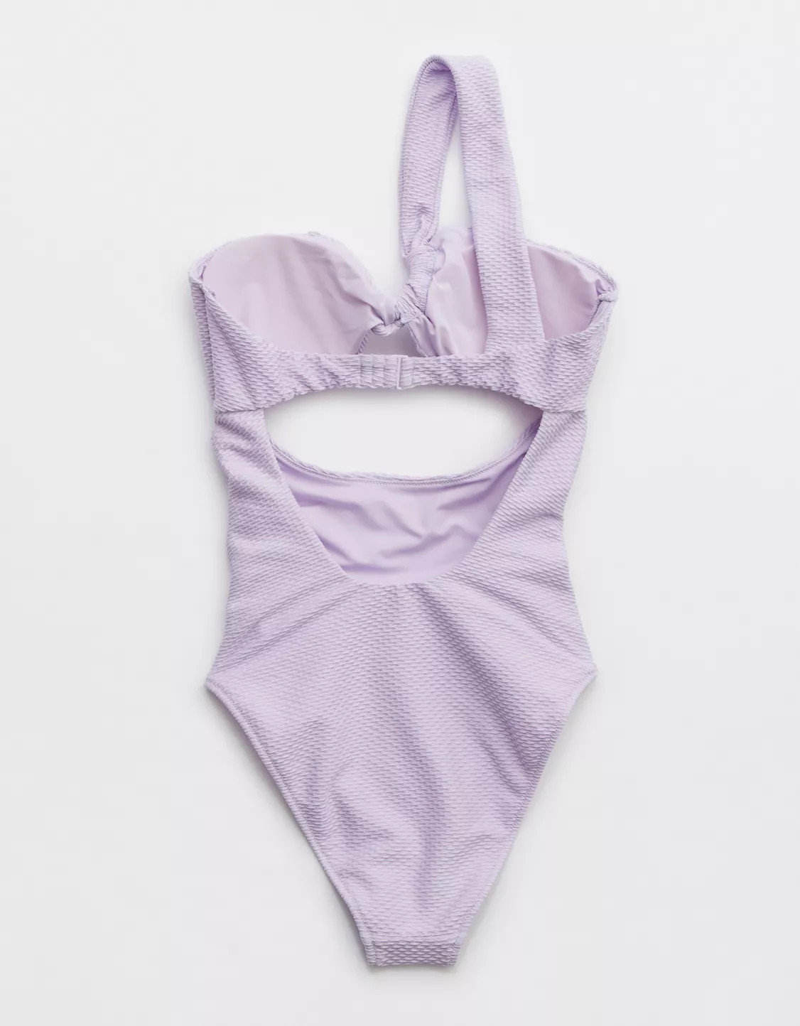 Aerie Jacquard One Shoulder Bandeau One Piece Swimsuit | Aerie