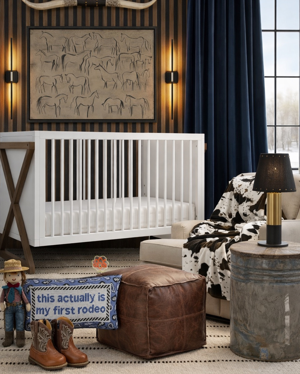 A little cowboy is on the way 🤠🤍
This western-inspired nursery mixes modern lines with rustic charm—warm wood tones, classic navy, and the sweetest cowboy details. Proof that a baby room can feel elevated and playful at the same time.

Everything in this space is linked and shoppable on LTK ✨
Tap to shop the crib, lighting, rugs, and all the western touches that make this room feel extra special.

#LTKBaby #LTKKids #LTKBump