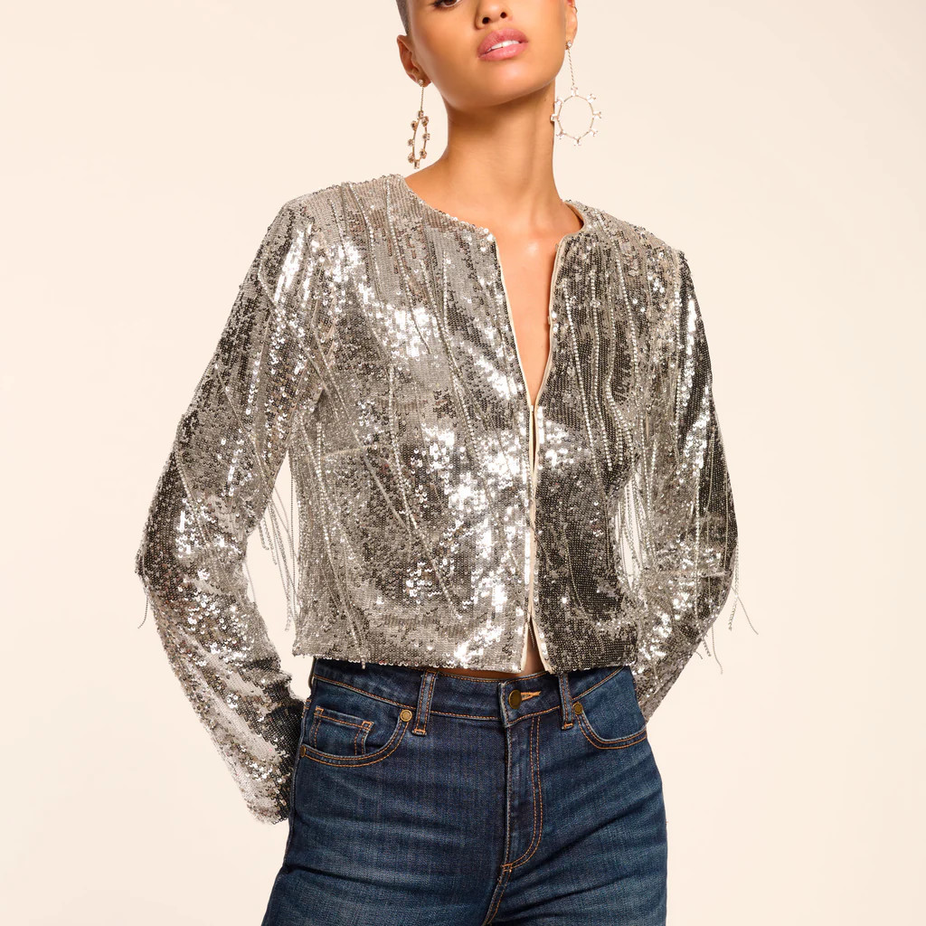 Sapphire Sequin Fringe Jacket | Ramy Brook