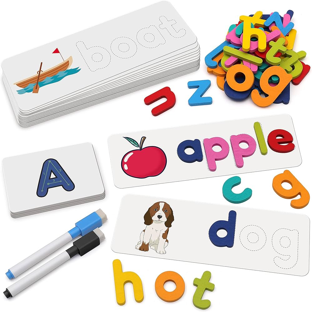 Coogam Reading & Spelling Learning Toy, Wooden Letters Flash Cards Sight Words Matching ABC Alpha... | Amazon (US)