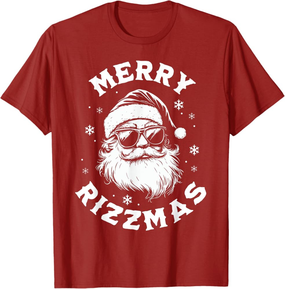 Merry Rizzmas Kids Teens School Funny Christmas Santa Claus T-Shirt | Amazon (US)