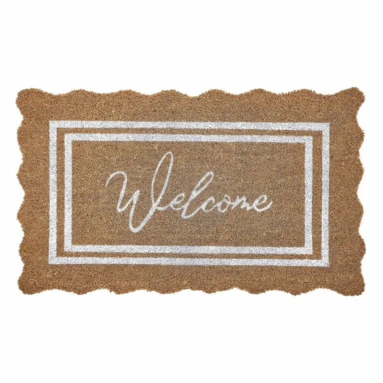 My Texas House Welcome Natural Scalloped Edge and Border Outdoor Coir Doormat, 30" x 48" | Walmart (US)