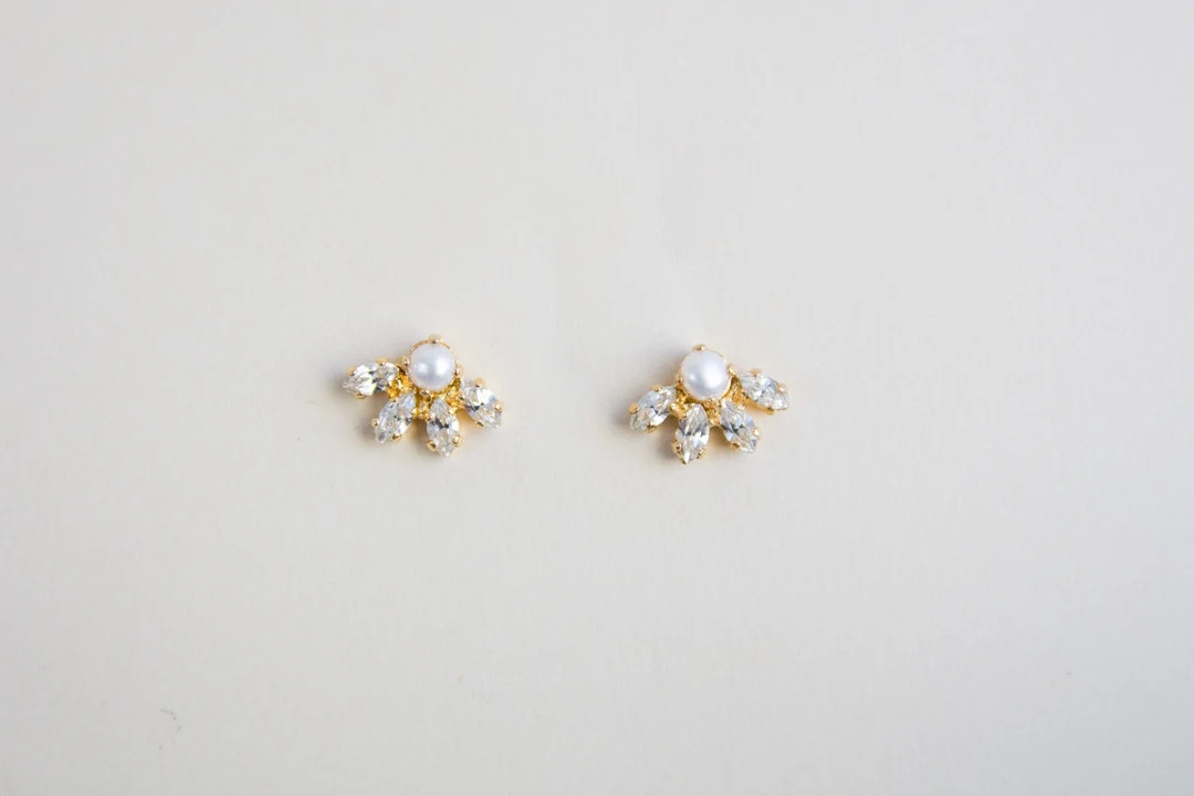 Pearl Wedding Earrings Wedding Day Jewelry Bridesmaid Gift - Etsy | Etsy (US)