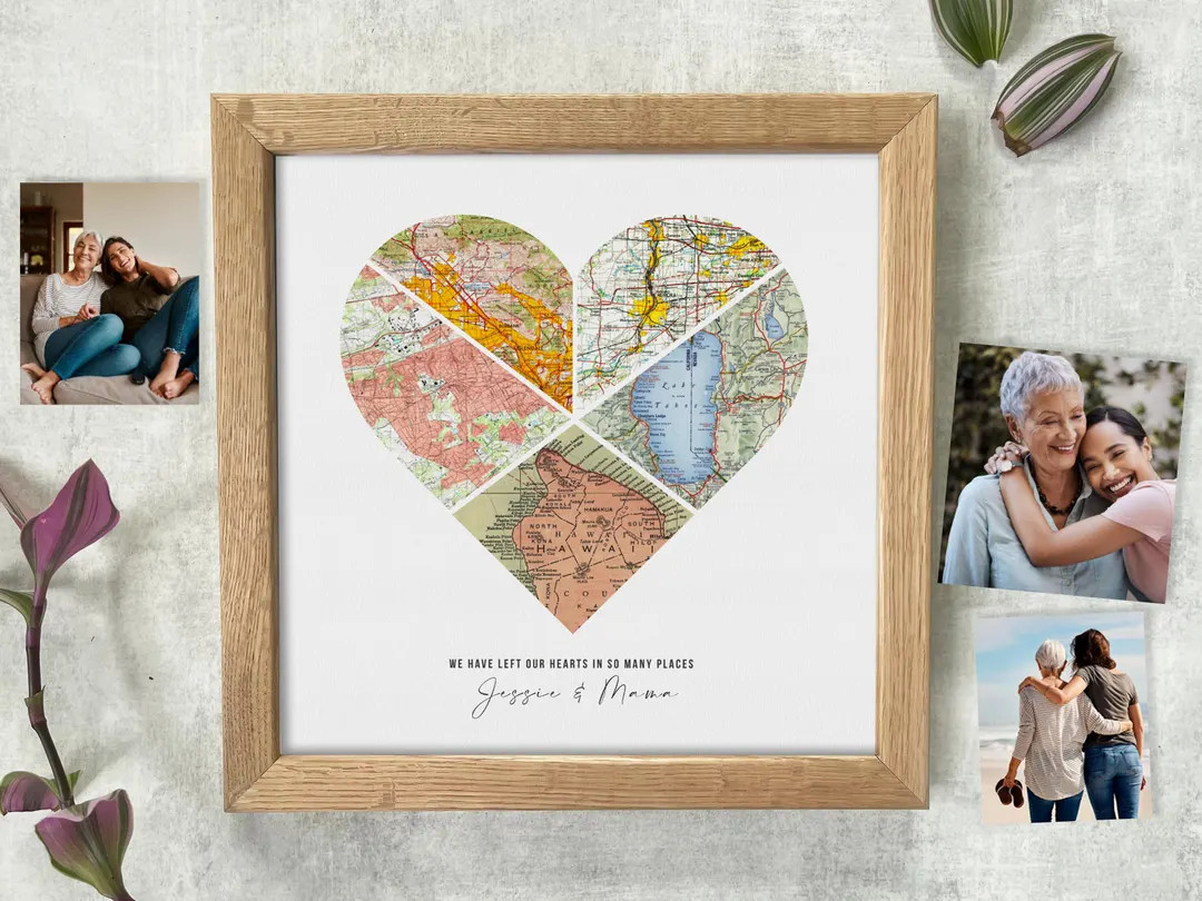 Personalized Gift for Mom, Gifts for Mom From Daughter, Long Distance Mom Custom Map Gift, Custom... | Etsy (Global)