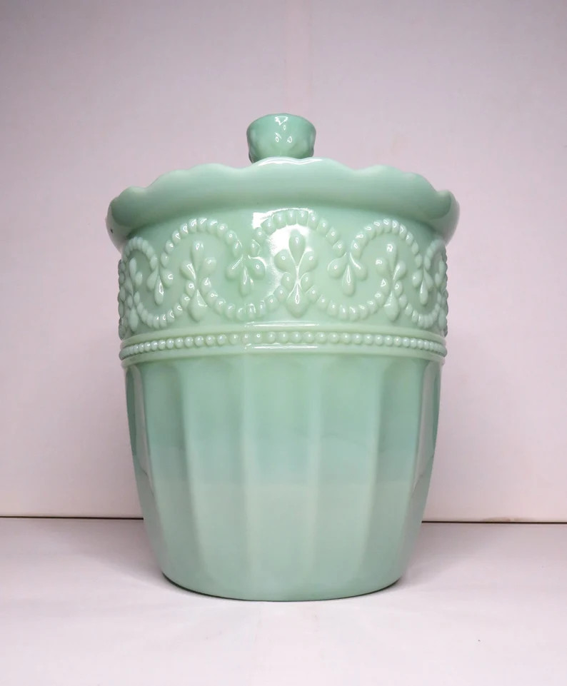 Vintage Jade Glass Cookie Jar by Pioneer Women Timeless Beauty Pattern 499 - Etsy | Etsy (US)