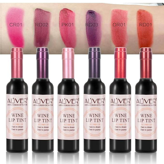 Wine Lip Tint 6 Colors, Waterproof Long Lasting Lip Stain, Non-stick Cup Lip Gloss, Light but Sma... | Amazon (US)