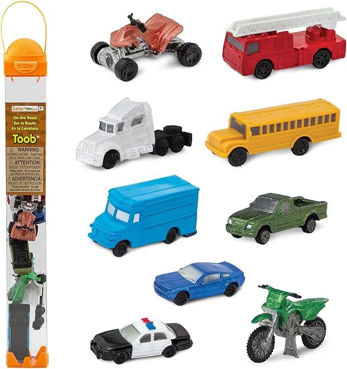 Safari Ltd On the Road TOOB - Figurines: Semi-Truck, Motorcycle, Police Car, School Bus, Sports C... | Amazon (US)