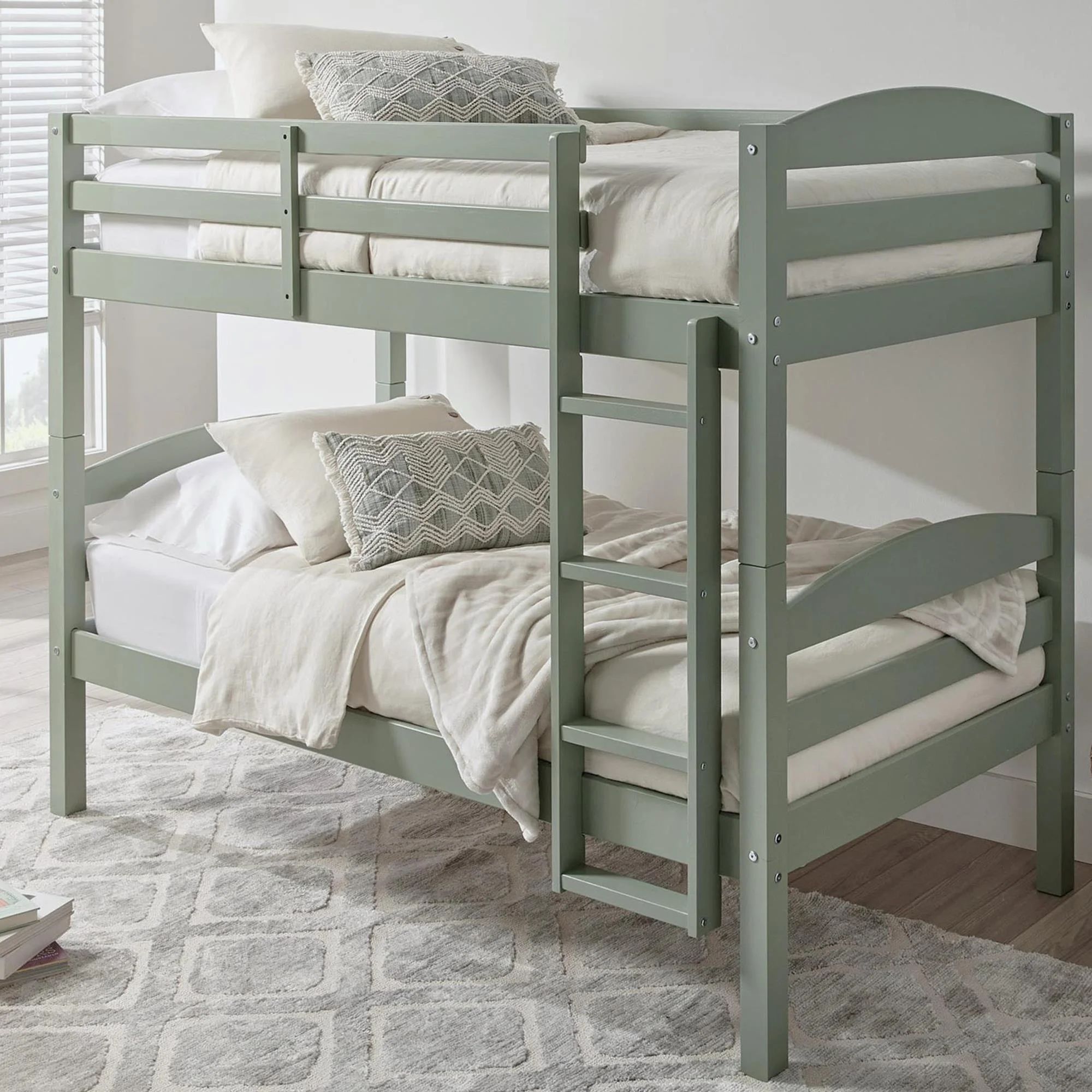 Better Homes & Gardens Leighton Kids' Convertible Twin-Over-Twin Bunk Bed, Sage Green | Walmart (US)