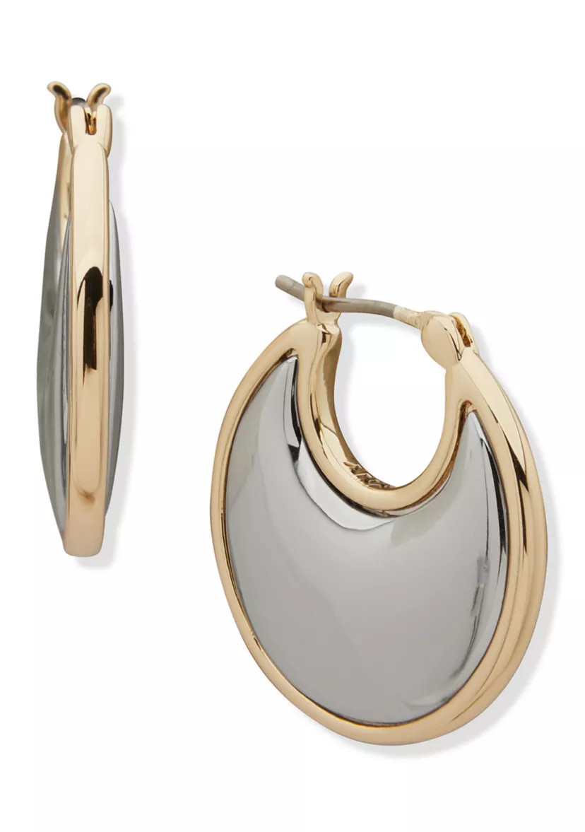 Two Tone 22mm Wide Inlay Hoop Earrings | Belk