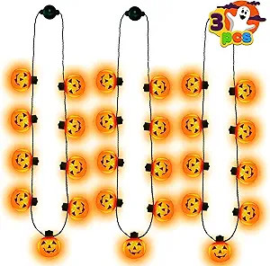 JOYIN 3 Pcs Halloween LED Necklace Pumpkin Shaped Light Up Pumpkin Necklace with 6 Different Flas... | Amazon (US)