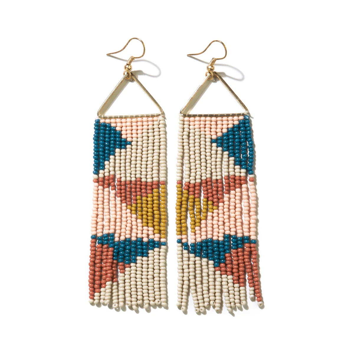 Brooke Triangles Beaded Fringe Earrings Rust | INK+ALLOY