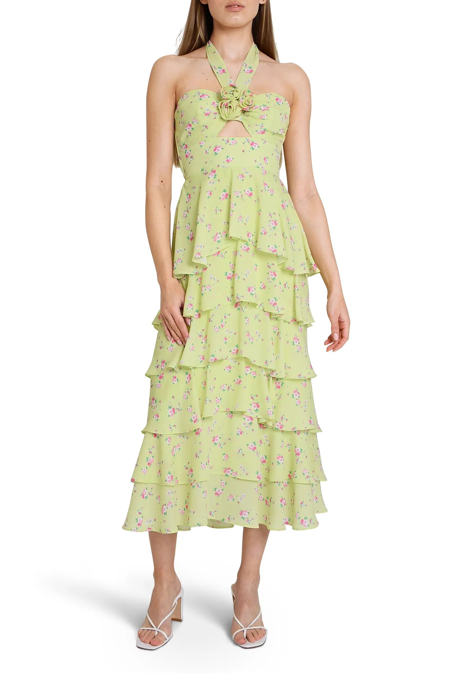 Paloma Floral Halter Neck Tiered Dress | Nordstrom