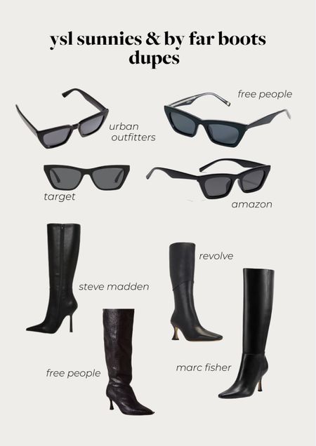 ysl sunnies and by far black leather boot dupes from urban outfitters, free people, etc #shoecrush #ltkshoecrush #sunglasses #dupes