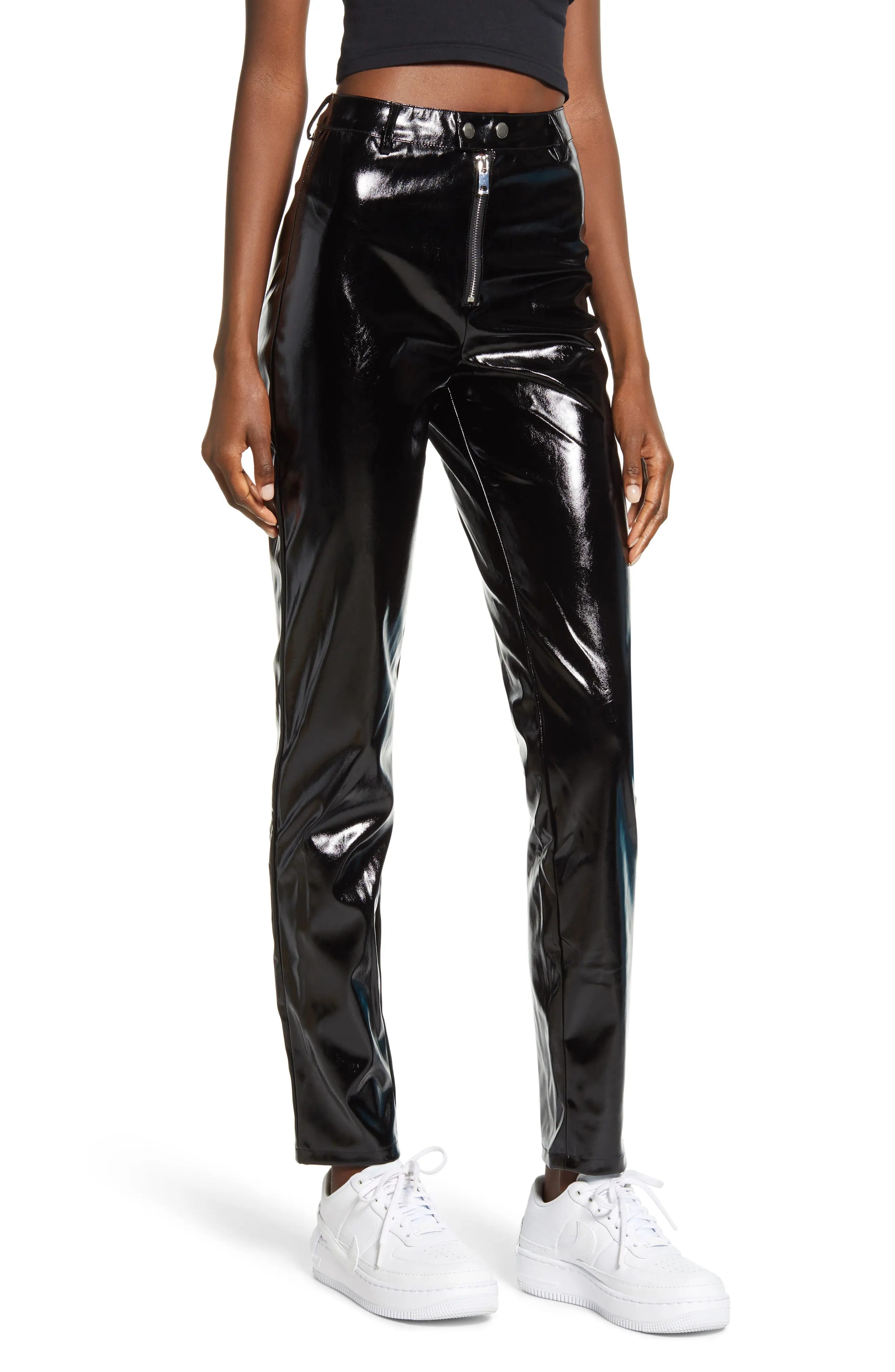 Women's I.am. gia Nikole High Waist Skinny Straight Pants, Size Large - Black | Nordstrom