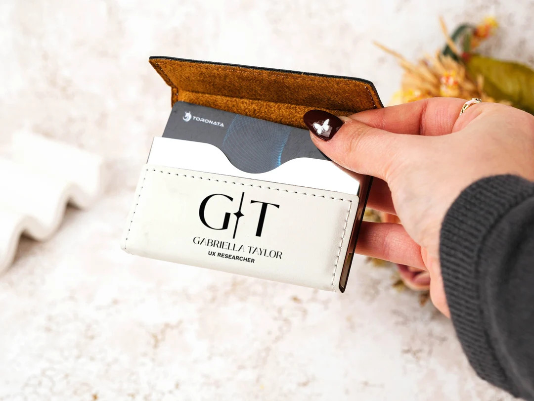 Businessman Card Case, Custom Leather Business Card Holder, Gift for Lawyer, Name Engraved Card C... | Etsy (US)