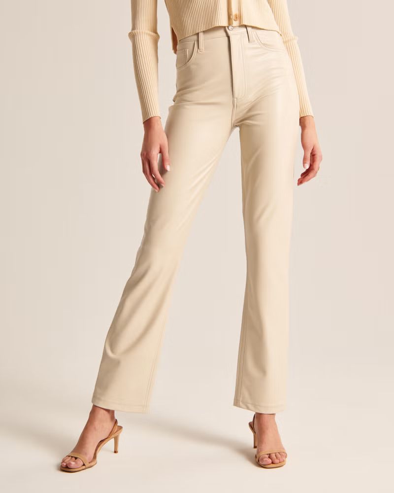 Women's Vegan Leather 90s Straight Pants | Women's Bottoms | Abercrombie.com | Abercrombie & Fitch (US)