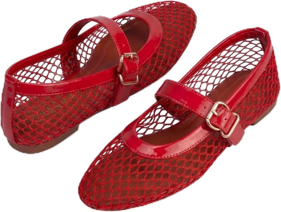 EMMA NEW YORK Mesh Ballet Flats for Women, Mary Jane Mesh Ballet Flats Shoes for Women with Buckl... | Amazon (US)