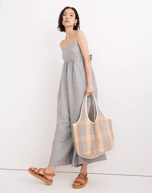 Linen-Blend Tie-Back Wide-Leg Jumpsuit | Madewell