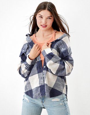 AE Super Soft Oversized Button-Up Flannel | American Eagle Outfitters (US & CA)