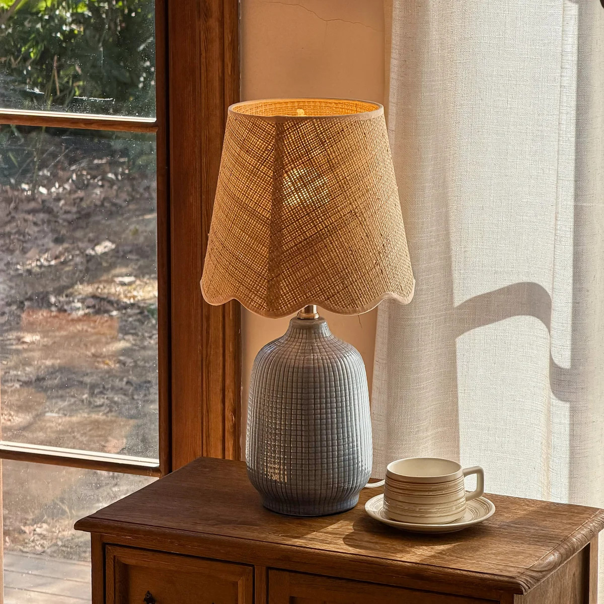 Ceramic Table Lamp with Scallop Shade | Wayfair North America
