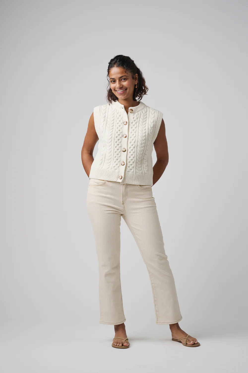 The Melrose Slim Straight Denim | White Sand | elims denim