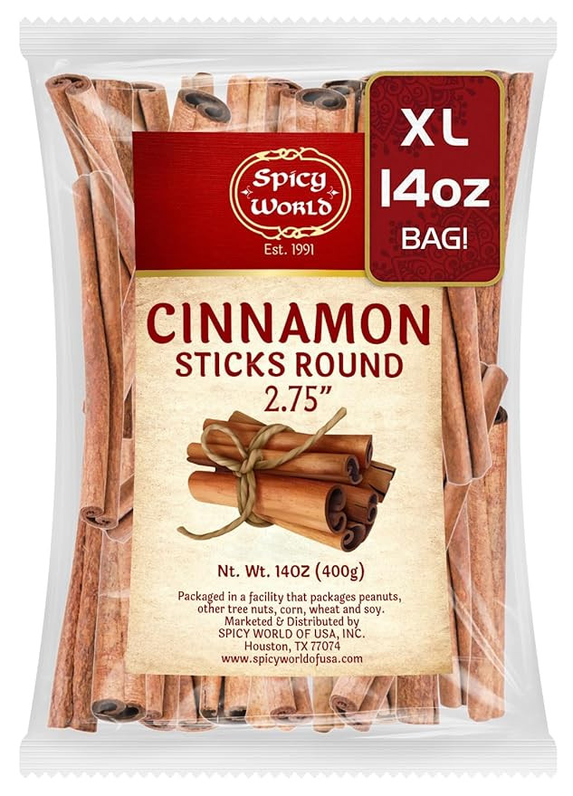Spicy World Cinnamon Sticks 14 Oz Bag ~100 Sticks - Strong Aroma, Perfect for Baking, Cooking & B... | Amazon (US)