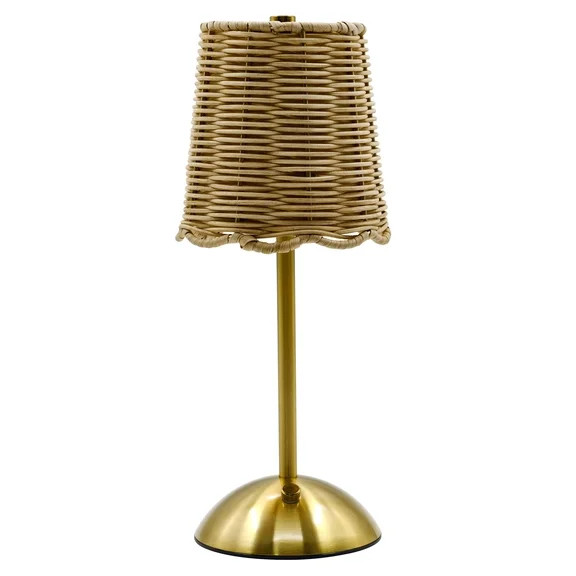Home Decor Collection Sterling & Noble Home Cordless Indoor Rattan and Gold Colored Table Lamp wi... | Walmart (US)