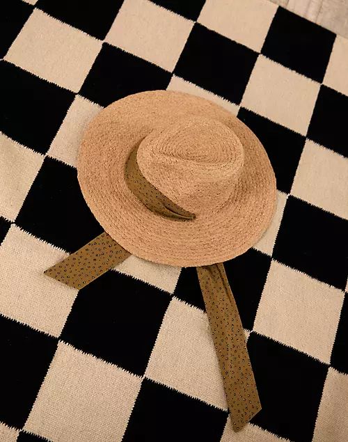 Mini Leopard Scarf-Strap Straw Hat | Madewell