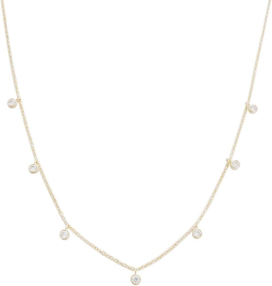 HONEYCAT Crystal Bezels Droplet Charm Necklace in Gold, Rose Gold, or Silver | Minimalist, Delica... | Amazon (US)