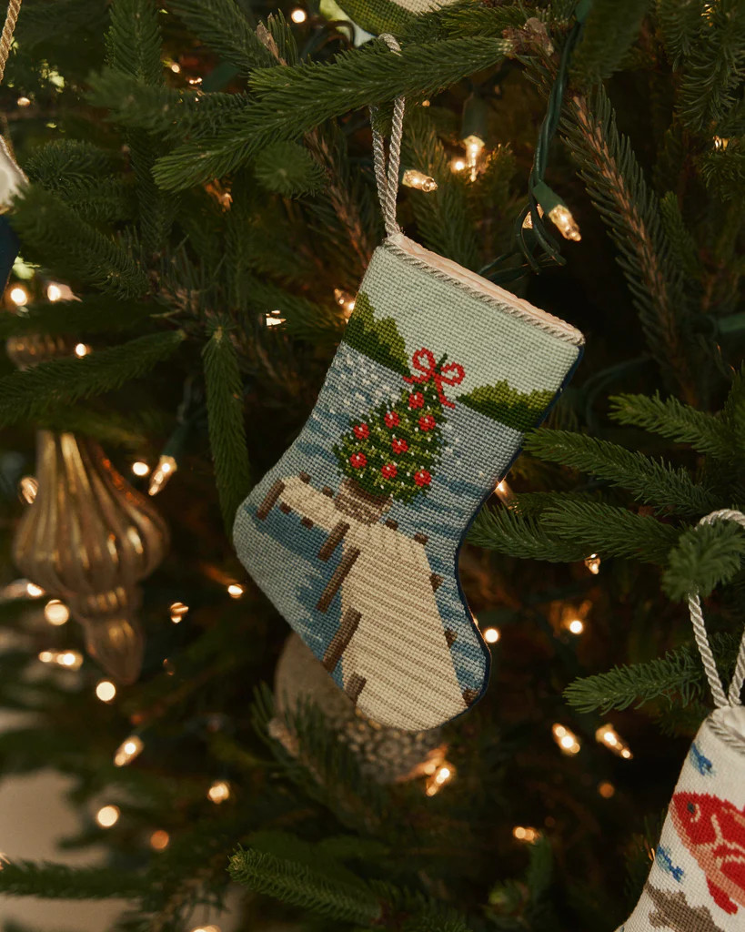 Festive Fir Needlepoint Bauble Stocking | Southern Tide
