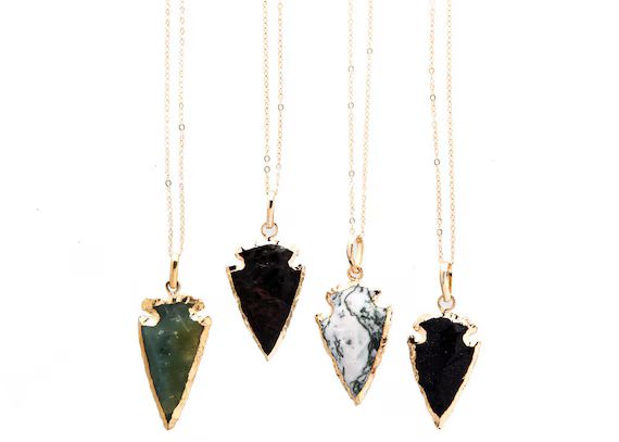 Gemstone Arrowhead Necklaces | Etsy (US)